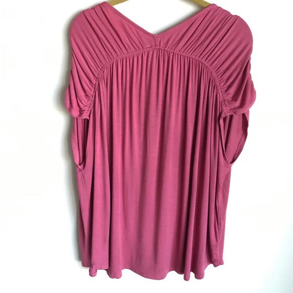 H by Bordeaux Pink Top VNeck Ruching NWTS - Picture 2 of 6